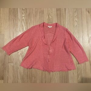 Eileen Fisher Classic Pink Coral Open Front Cardigan Cottagecore Grannycore Cute